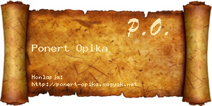 Ponert Opika névjegykártya